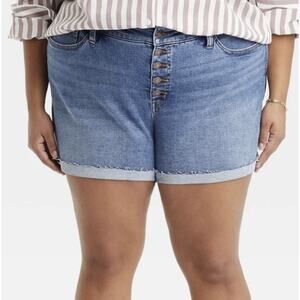Ava & Viv Button Fly Denim Jean Shorts High Rise Cut Offs Plus Size 20W